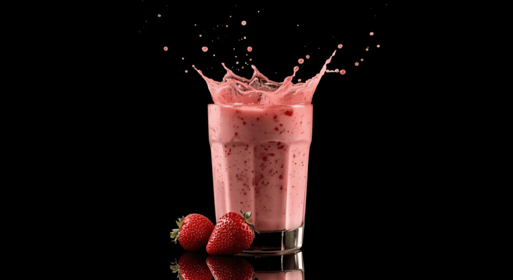 strawberry juice glass isolated on solid background
