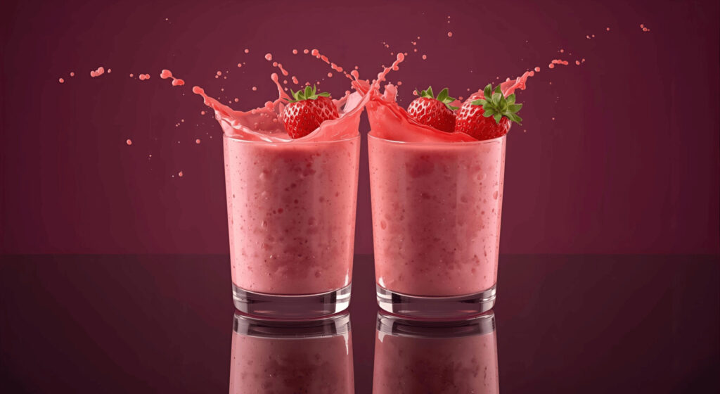 strawberry juice glass isolated on solid background