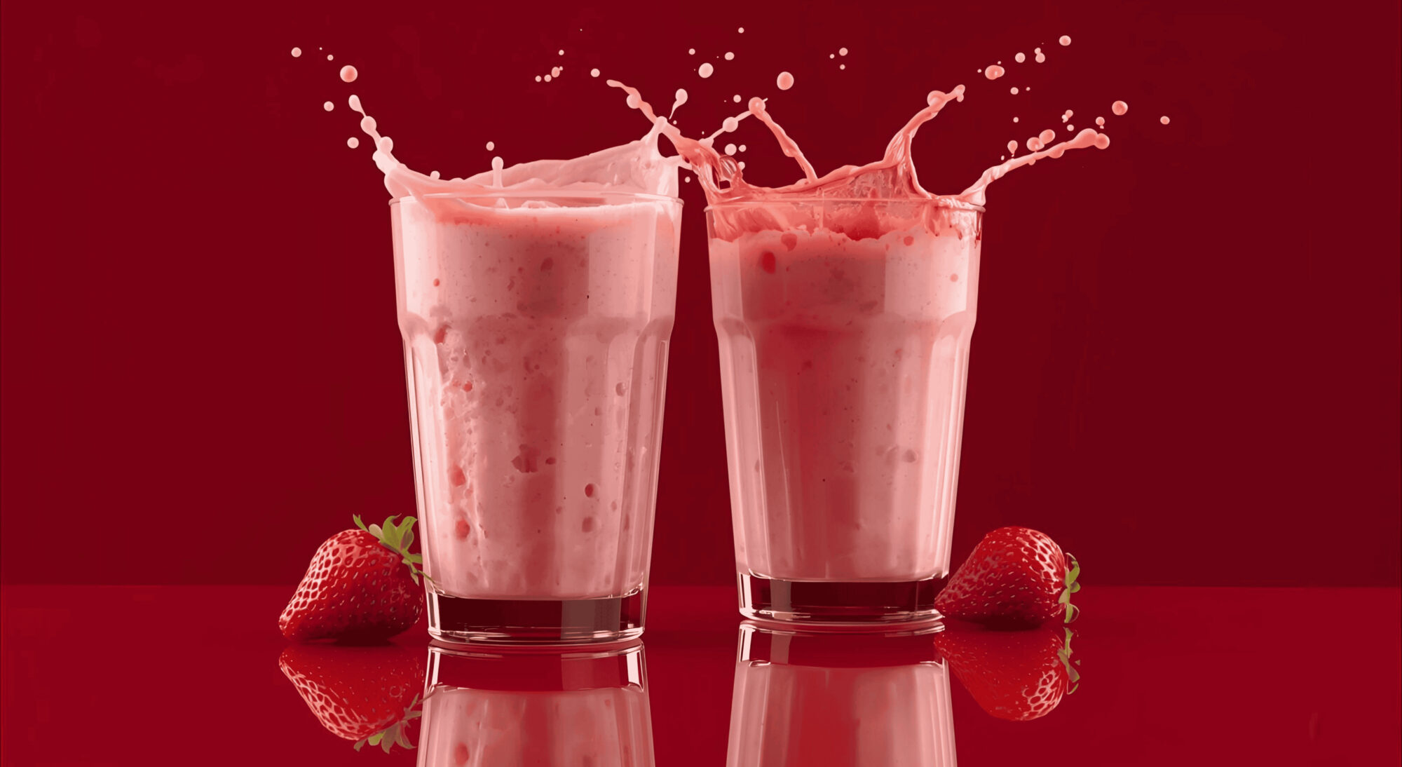 strawberry juice glass isolated on solid background